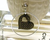 Modern Brass Heart Hoop Earrings / Modern Sterling Silver Hoop Earrings / Romance / Love