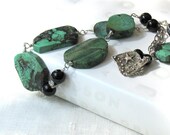 Organic Turquoise Necklace / Green Turquoise Wire Wrapped Necklace / Pantone Inspired / Natural Green Turquoise / Luxe / Earthy Organic