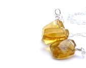 Modern Citrine Necklace / Modern Gemstone Wire Wrapped Necklace / Golden / Saffron / Honey