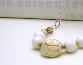 White Gold Murano Glass Wrapped Necklace - Rave On /  Honey / Luxe