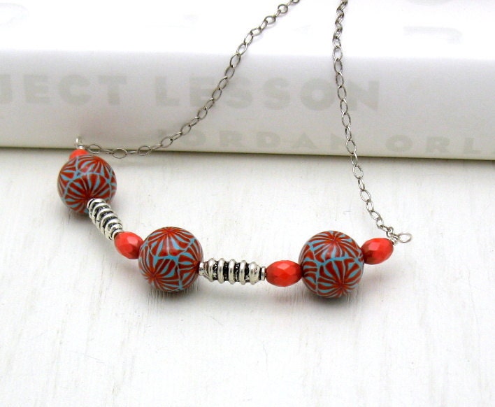 Modern Geometric Wire Wrapped Necklace / Bright / Fresh / Americana