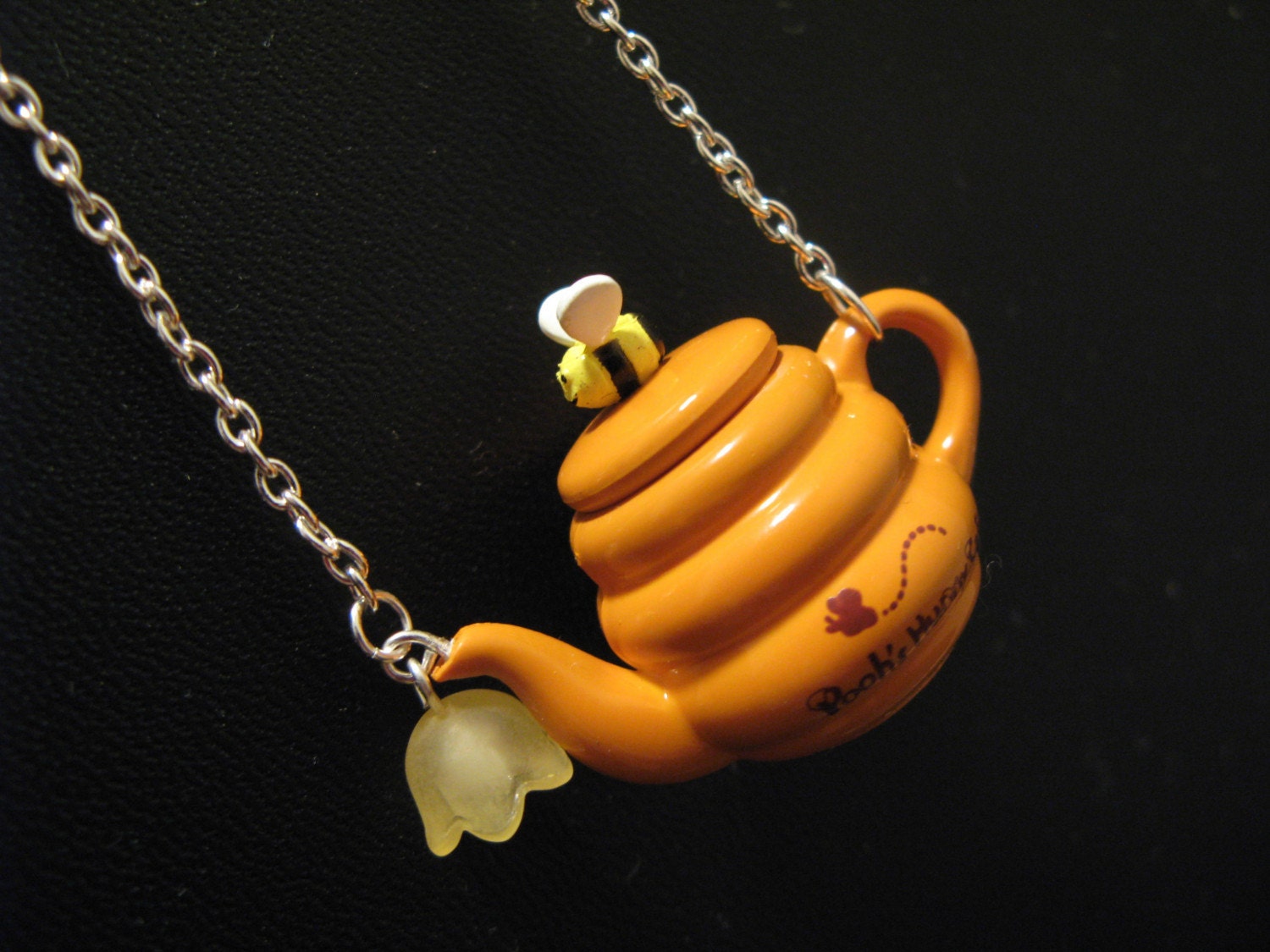 Honey Bee Teapot \/ Tea Pot Pendant \/ Necklace