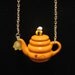 Honey Bee Teapot \/ Tea Pot Pendant \/ Necklace