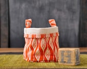 Recycled Cotton Canvas Bucket: Leaves Tangerine (SMALL)