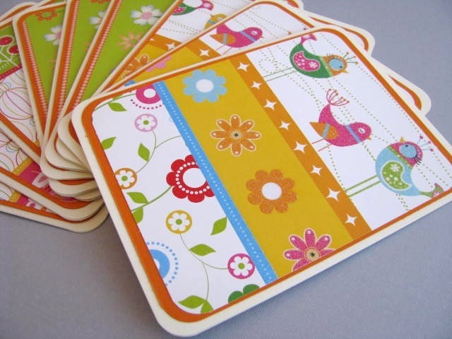 Whimsical Birds and Flowers Blank Cards Set of 9