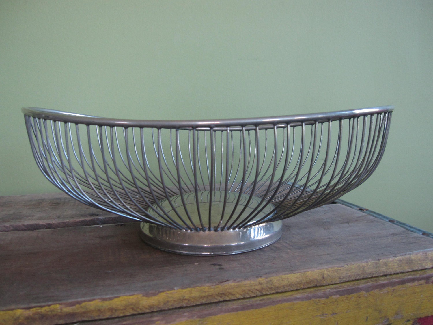 Mid Century Silver Plated Wire Basket