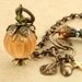 Orange Pumpkin Necklace Halloween Pumpkin Necklace Autumn Fall Pumpkin Necklace Topaz Pumpkin Necklace Vintage Brass Leaf Acorn