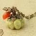 Green Pumpkin Necklace Halloween Necklace Autumn Necklace Green Pumpkin Long Brass Chain Orange Leaf Halloween Autumn Fall Woodland Rustic