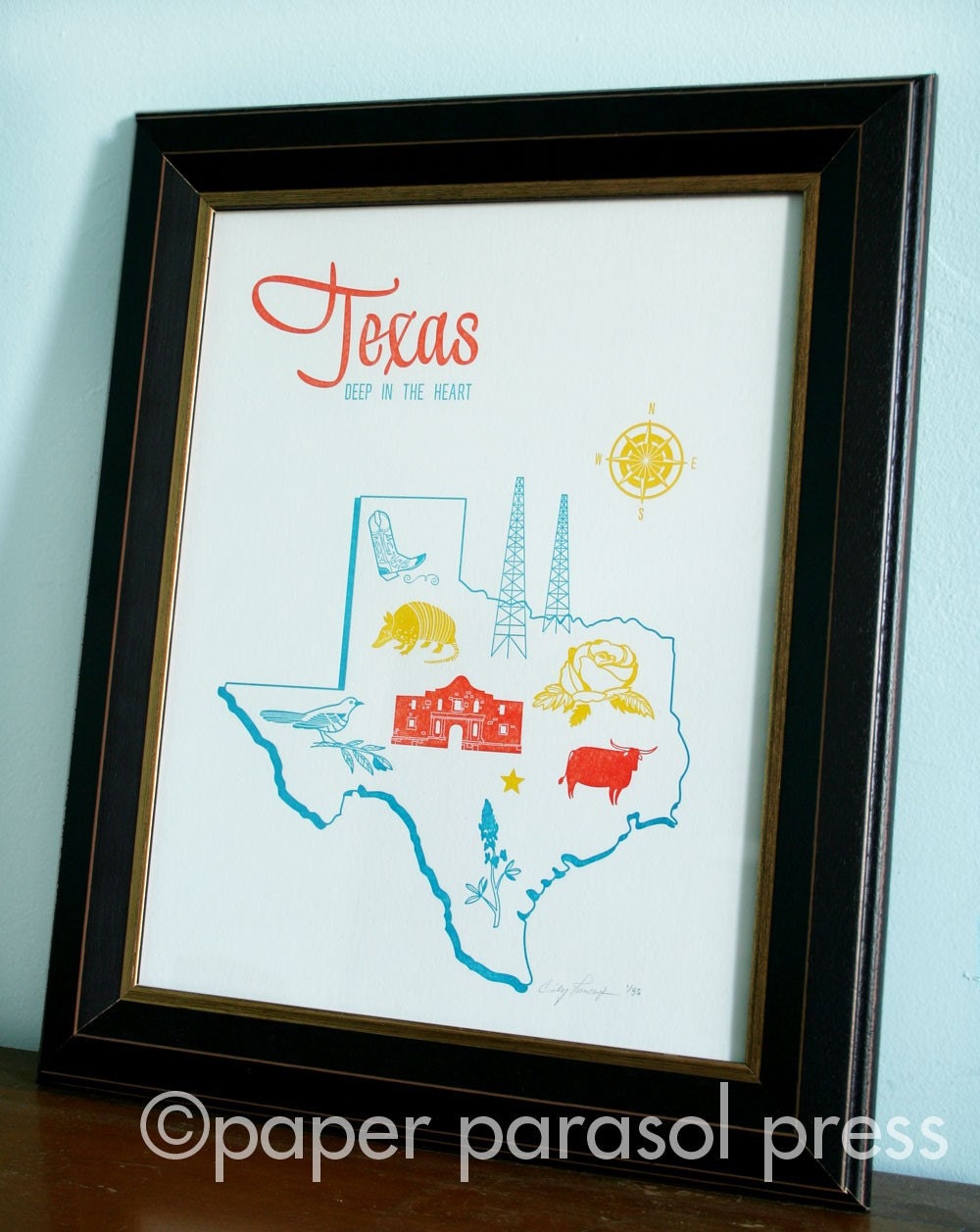 11 x 14 Letterpress Texas Poster