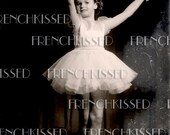 Instant Download DIGITAL scan French BALLERINA Girl Tutu Pink Sepia Vintage photo