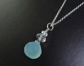 Necklace, Wedding Jewelry, Pendant, Bridesmaids jewellery, Aqua chalcedony, Blue gemstones, Jewelry by HourGlassStudio on Etsy
