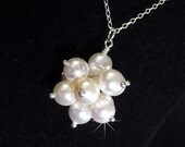 Cluster Pearl Wedding Necklace, Bridal Jewelry, Bridesmaid Jewelry, Pearl cluster, Pearl Pendant, Gift