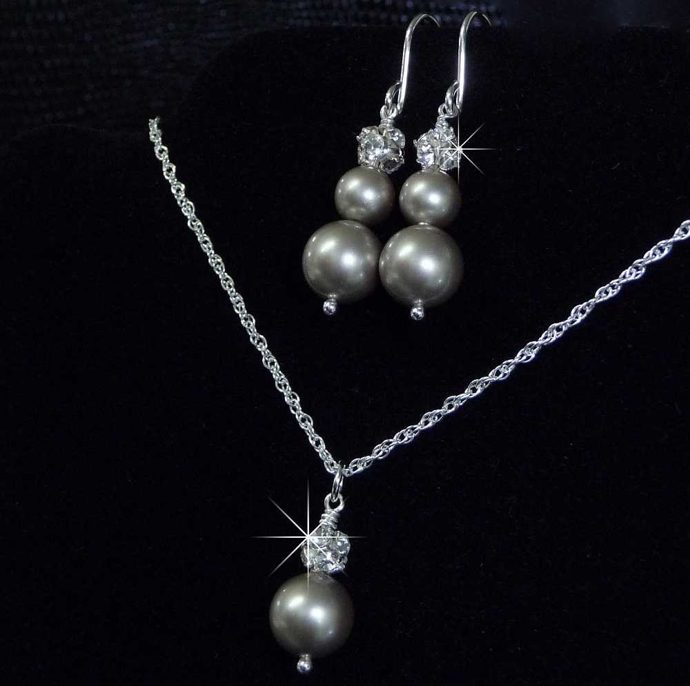 Bridesmaid Jewelry Sets, Silver Pearl Wedding Jewelry, Pearl Earring Necklace Set, Bridesmaids Earrings, Bridesmaids Jewelry