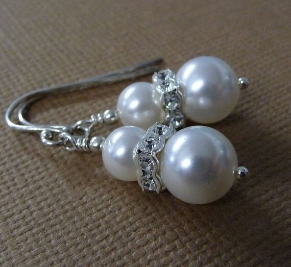 Bridesmaid Earrings, Pearl Wedding Jewelry, Sterling Silver Earrings, Gift, Keepsake