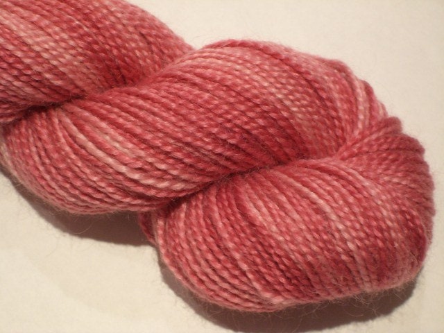 Varigated vermillion 2 ply sport weight mohair merino yarn