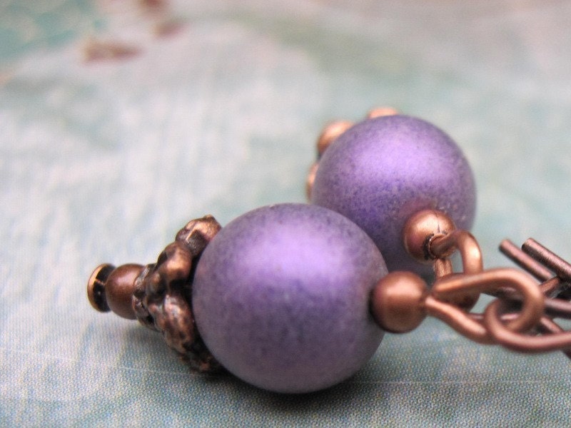 Rustic simple small Purple earrings