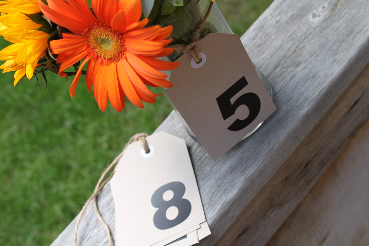 Rustic Table Numbers, Wedding Centerpiece, Tie, Twine, Country Wedding, Budget Friendly - Set of 10