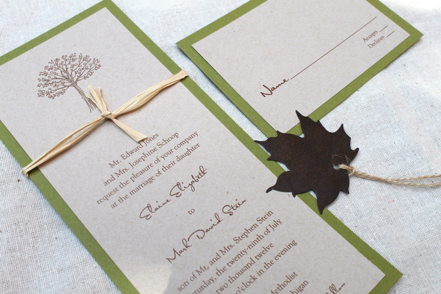 Rustic Wedding Invitation, Autumn or Fall Wedding - Modern Tree Wedding Invite