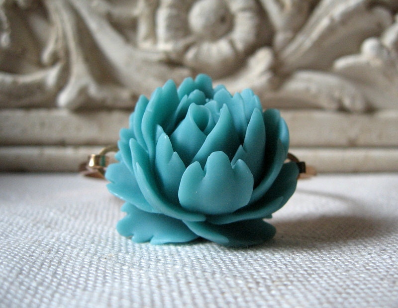 Blue Flower Bracelet, Rose Bracelet, Brass Bracelet, Aquamarine Flower, Rose, Bridesmaid Jewelry