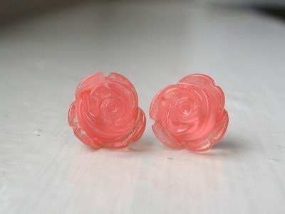Peach Rosebud Earrings