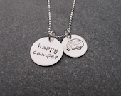Hand Stamped Jewelry Happy Camper Sterling Silver Necklace