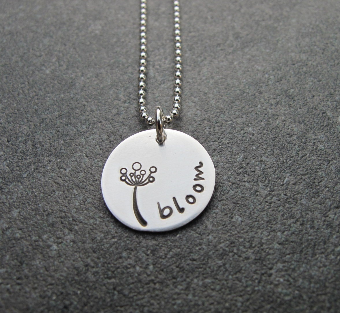 Hand Stamped Jewelry Bloom Sterling Silver Necklace