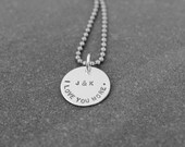 Hand Stamped Jewelry I love you more necklace in block font just for him