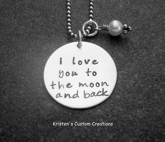 Hand Stamped Jewelry I Love You To The Moon And Back Necklace Ready to ship