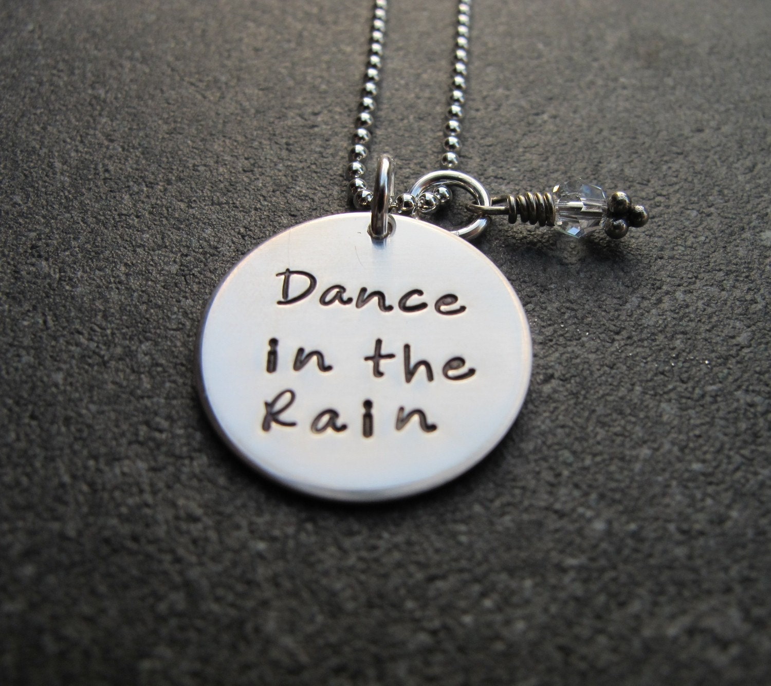 Hand Stamped Jewelry Dance In The Rain Necklace