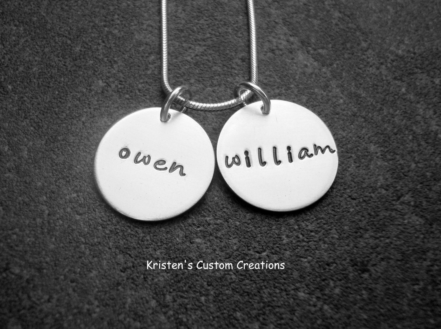 Hand Stamped Jewelry Custom Mommy Necklace in Fancy Lowercase Script