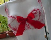 ZOMBIE BRIDE halloween blood splattered bra top big red bow 34 - 36 inch bust G / H cup slasher movie horror