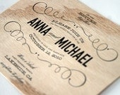 Vintage Type Wooden Wedding Invitations