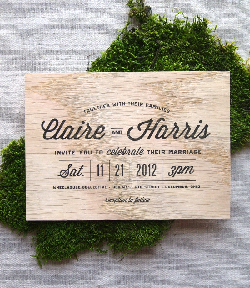 Stacked Type Real Wooden Wedding Invitation