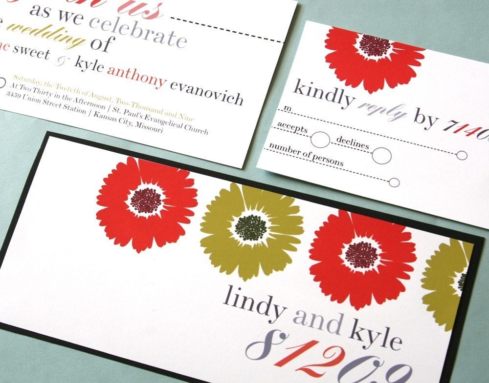 Gerber Daisy Wedding Invitation Set