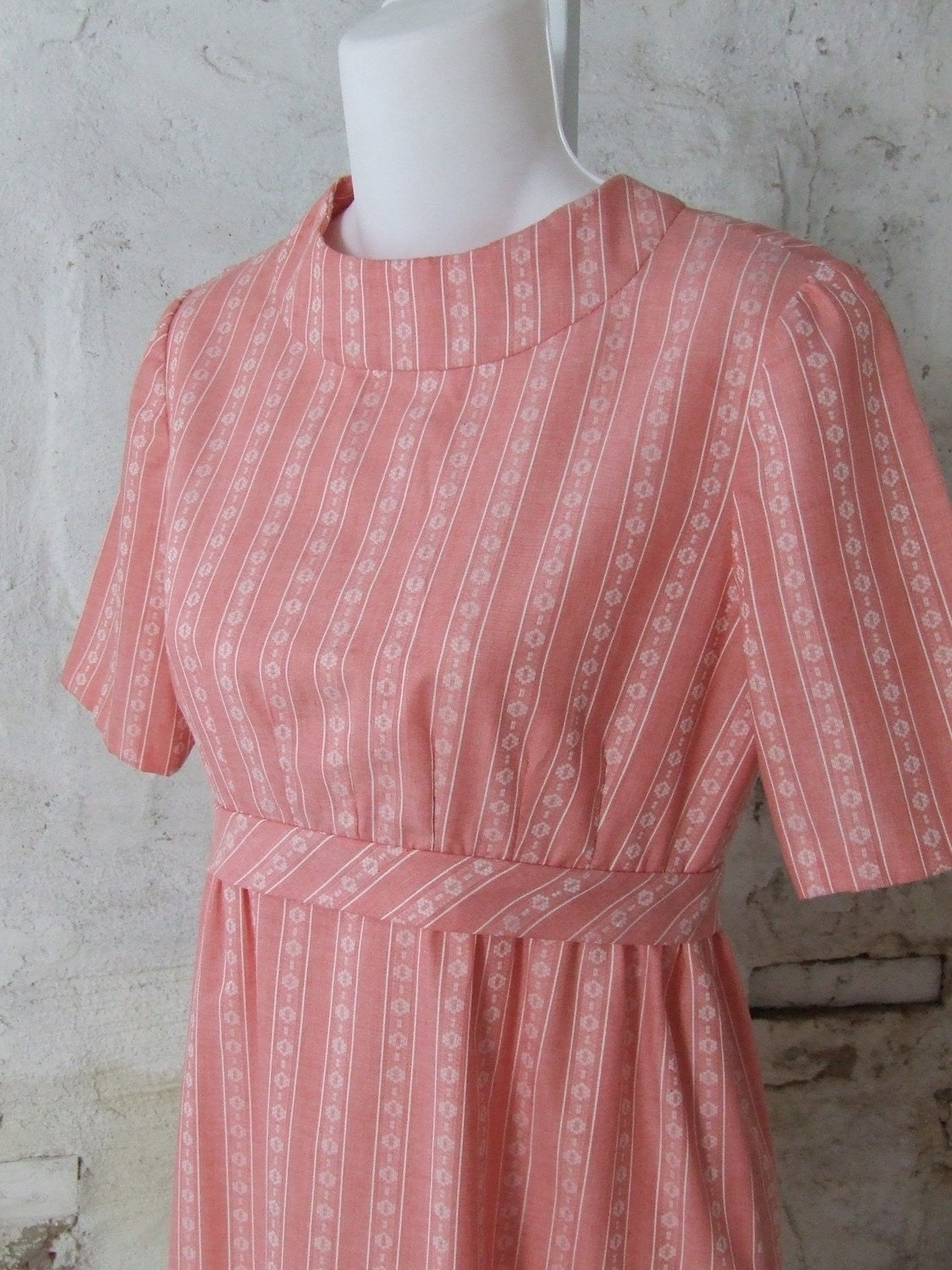 1960s Dress Small Medium Pink White Stripe