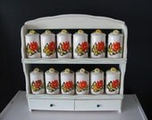Vintage Butterfly Salt Pepper Spice Shaker Set Shelf 1970s Orange Green Japan
