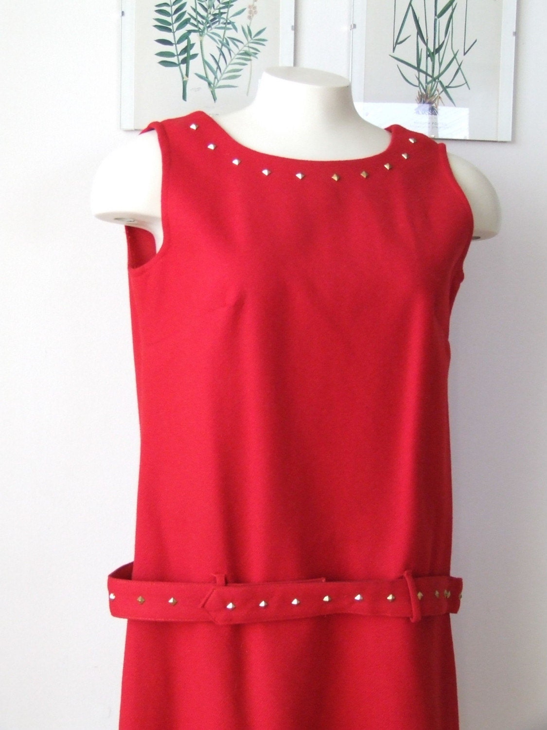 1960s Jumper Mini Dress Red Wool