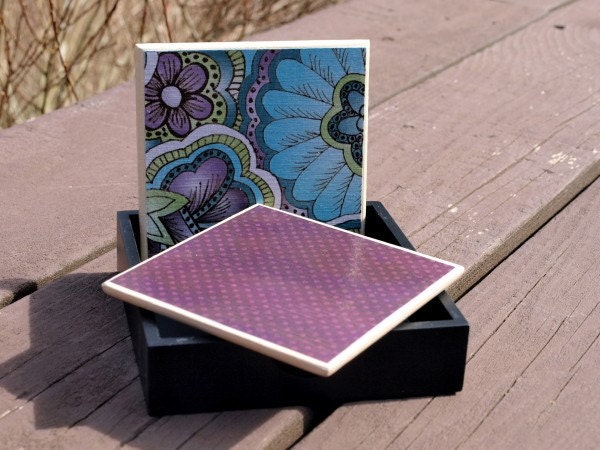 Blue & Purple Floral Coasters