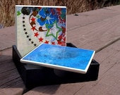 Blue Stars & Hibiscus Coasters