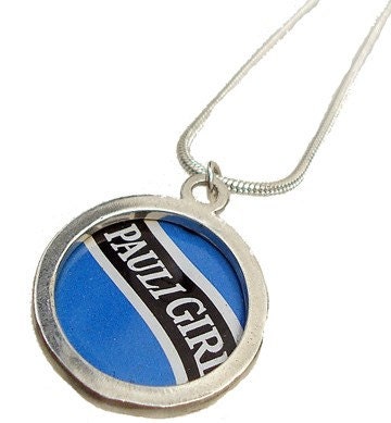 St. Pauli Girl  Pendant of Beer Bottle Cap/ Sterling Silver.