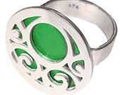 ON SALE SWIRLS ring of recycled aluminum/sterling silver in Brown