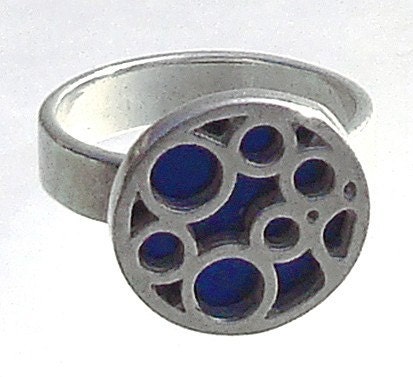Small Round Bubble Ring in Blue