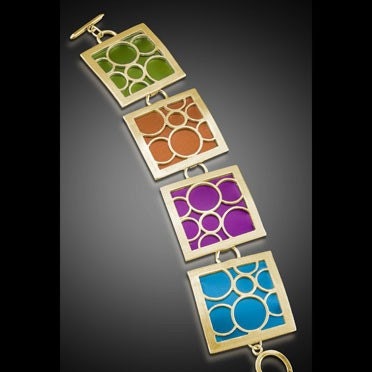 Large Bubble Bracelet in Recycled Aluminum and gold Vermiel