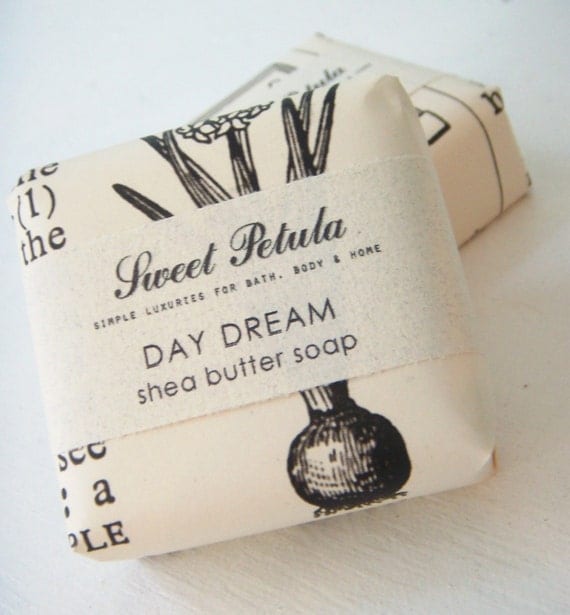 Day Dream Shea Butter Soap - fresh cut grass, orange blossom
and amber - by Sweet Petula by sweetpetula