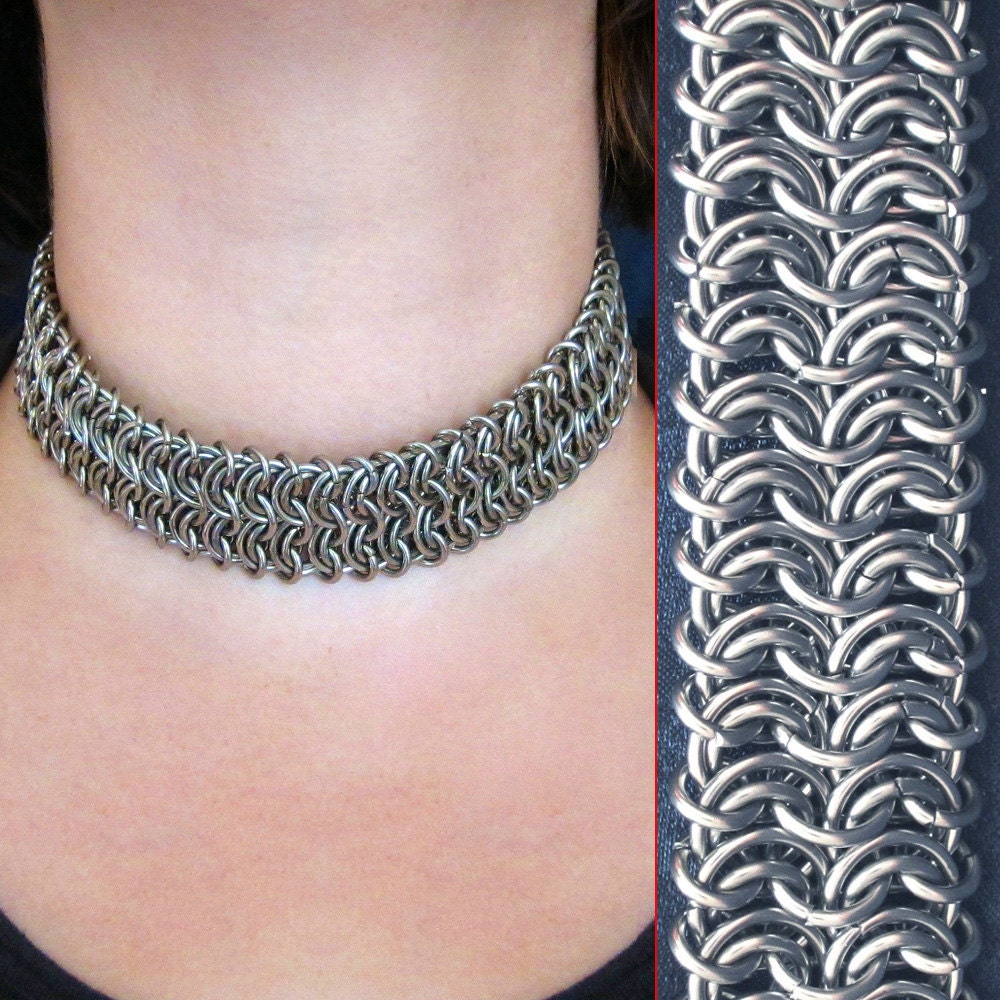Choker - Double Vertebrae Stainless Steel Goth Fetish Punk