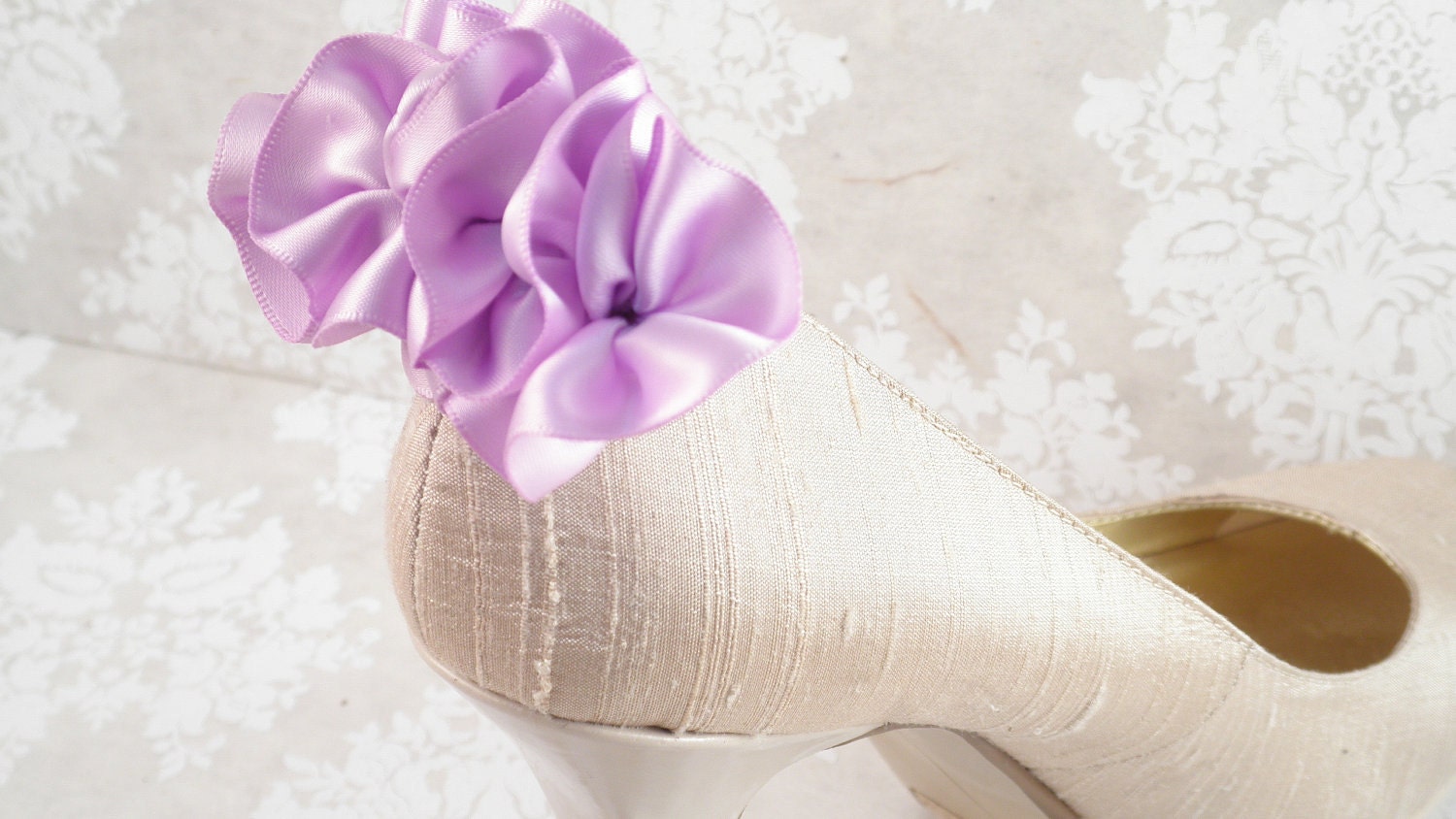 Purple Shoe Clips, Lavender Ruffle Shoes Clips