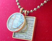 Map Pendants in Goldtone/Brushed Gold-Custom Order,The GirlFriend Gift Necklace. Custom Map Jewelry