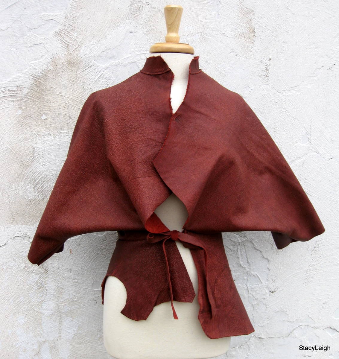 Terra Coat Modern Version of a 1930s Coatee Made in Leather By Stacy Leigh Size Small to Medium Ready to Ship OOAK