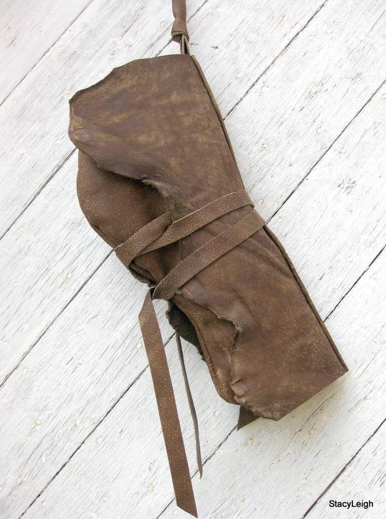 RESERVED for Sweetupgirl Distressed Olive Brown Leather Wrap Clutch with Natural Edge Rose by Stacy Leigh SALE