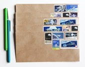 vintage unused u.s. postage stamps stationery set, outer space adventure (13 piece letter set) pre-stamped